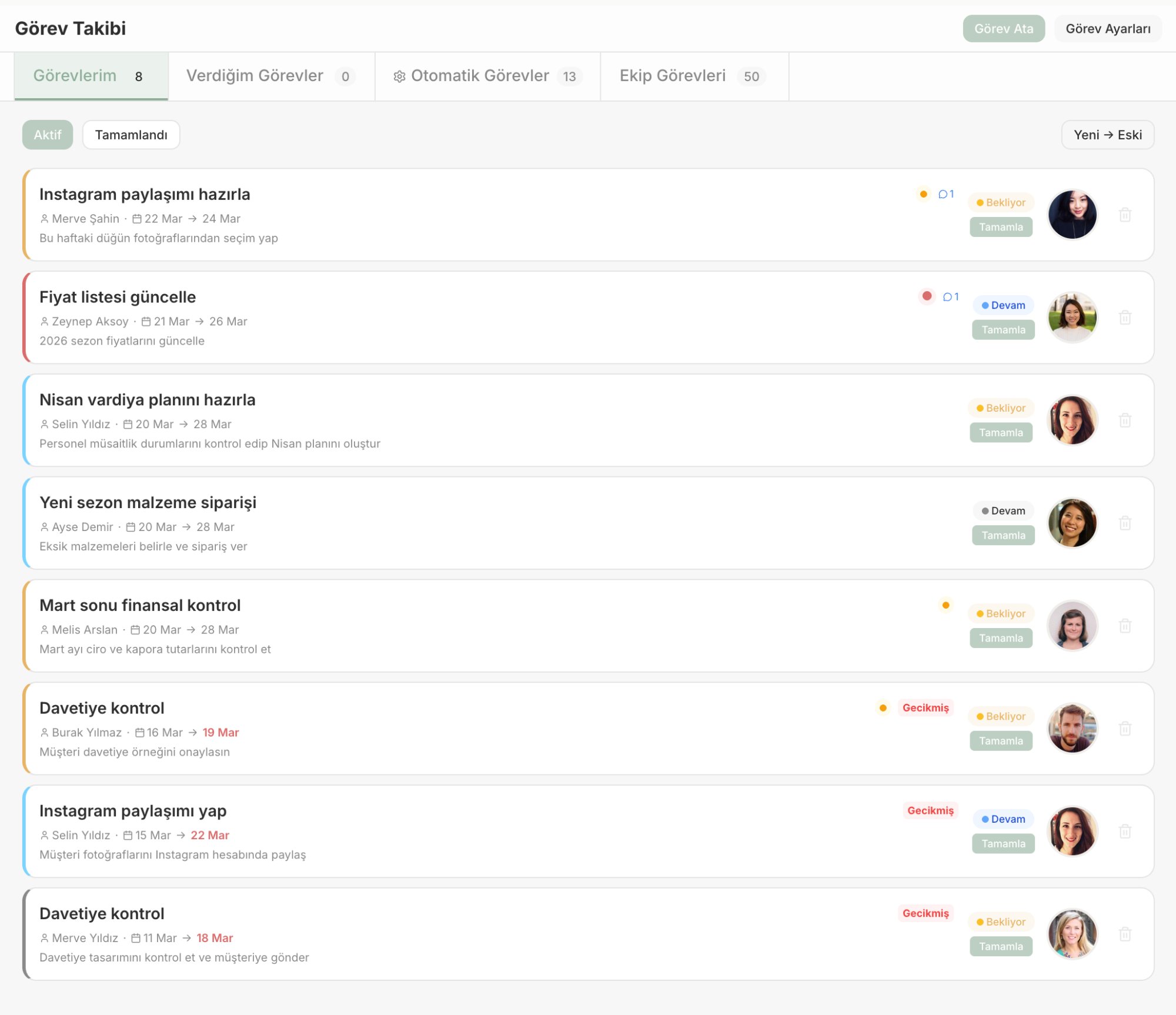 MGT App ekip görev takip ve iş yönetimi ekranı